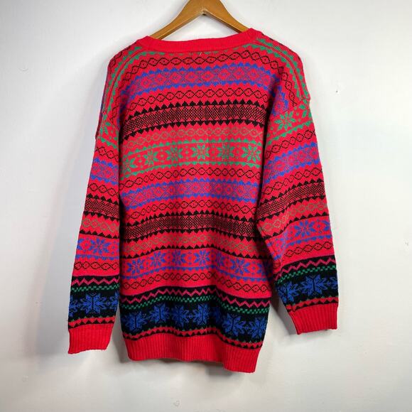 Vintage Boundary Waters Acrylic Fair Isle Boyfriend Grandpa Cardigan Sweater L - Picture 7 of 9
